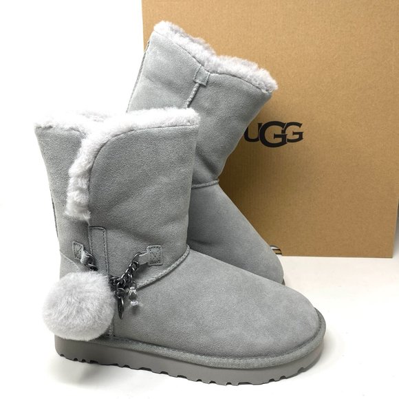 UGG Shoes - UGG Women's Size 1118983-SEL CLASSIC SHORT CHARM Boot Crystal Pendant Gray Suede